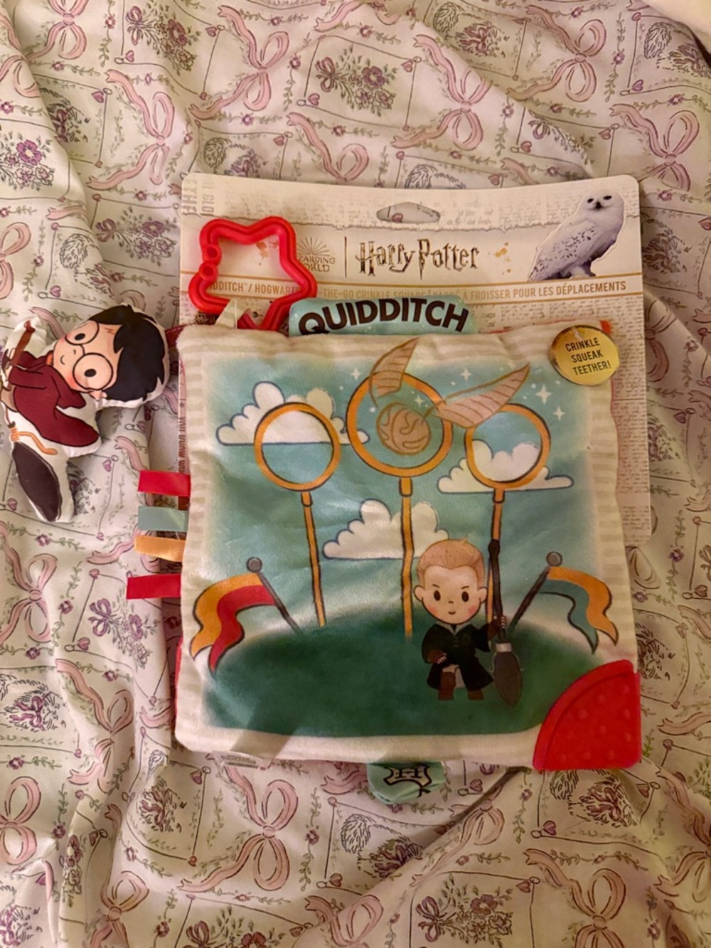 Warner Bros. Harry Potter Quidditch Soft Plush Baby Book - Blue, Green, Red